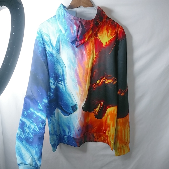 Wolves L Together Ice & Fire Hoodie Pullover Shirt - Picture 5 of 11